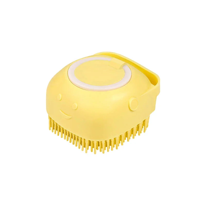Dog Bath Brush with Shampoo Dispenser | Soft Silicone Grooming Tool