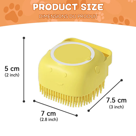 Dog Bath Brush with Shampoo Dispenser | Soft Silicone Grooming Tool